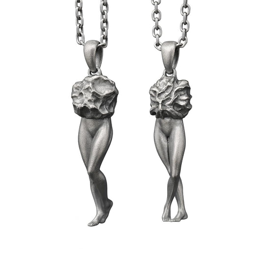 925 Sterling Silver Feminine Form Pendant | Handcrafted Stone Texture Totem Necklace | Symbol of Awakening & Transformation