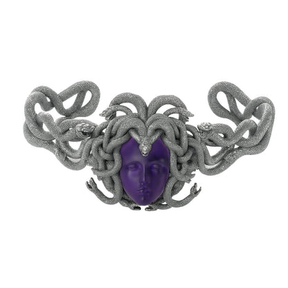 Medusa Amethyst Jewelry Set | 925 Sterling Silver Pendant, Ring & Bracelet | Gothic Mythology-Inspired Handmade Statement Jewelry Gift