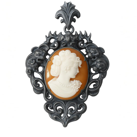 Victorian Shell Cameo Pendant | 925 Sterling Silver Hand-Carved Necklace | Antique Memorial Jewelry, Sentimental Keepsake & Timeless Vintage Gift