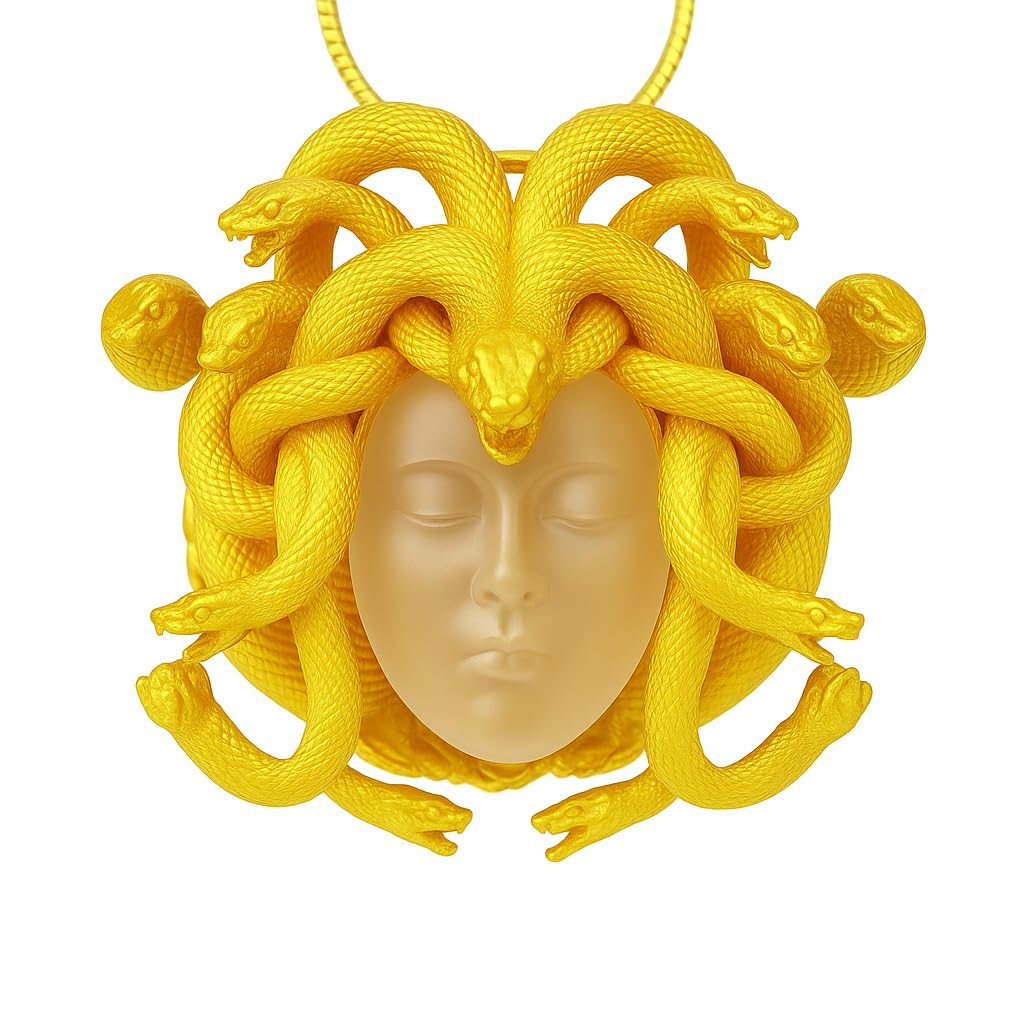 Medusa Pendant in 925 Silver | Handmade White Crystal Necklace | Mythical Statement Jewelry for Gothic & Art Lovers