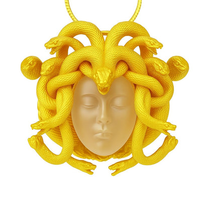 Medusa Pendant in 925 Silver | Handmade White Crystal Necklace | Mythical Statement Jewelry for Gothic & Art Lovers