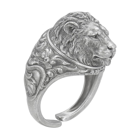 925 Sterling Silver Lion Head Ring | Handcrafted Vintage Lion Jewelry for Men | Symbol of Strength & Courage