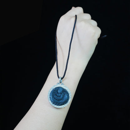 Mystic Black Jade Dragon Amulet Necklace | 925 Sterling Silver Totem Pendant | Taoist Spirit Guardian Talisman | Handmade Gothic Asian Jewelry