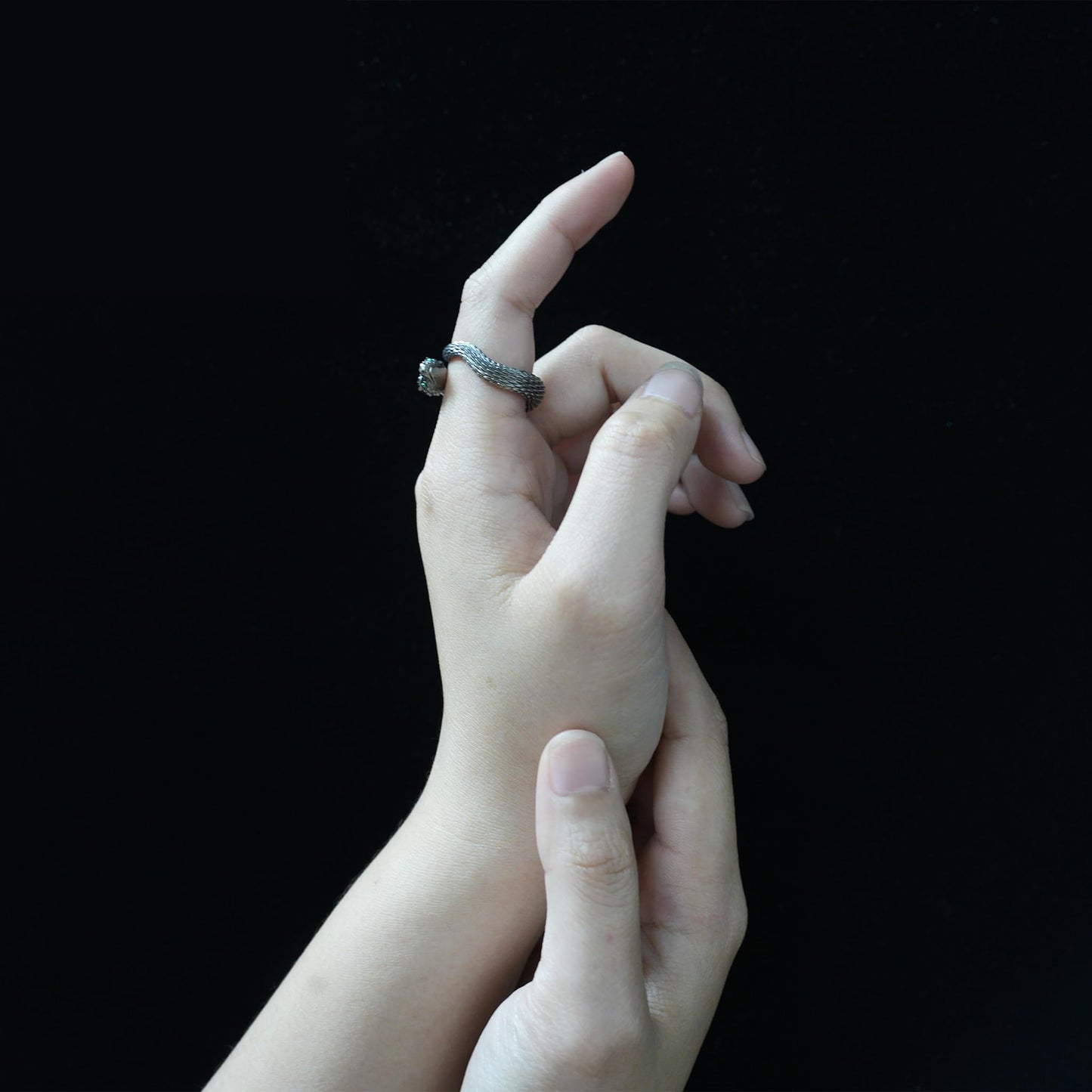 Mystic Snake Ring, Green Zircon, Dragon Scale Design, Handmade Fantasy Amulet Jewelry, For Collection & Gift