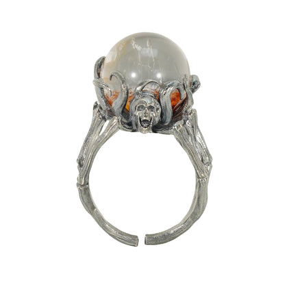 Gothic Spider Skull Ring, Handcrafted Dark Fantasy Jewelry, Occult Protection Charm for Witchcore Style