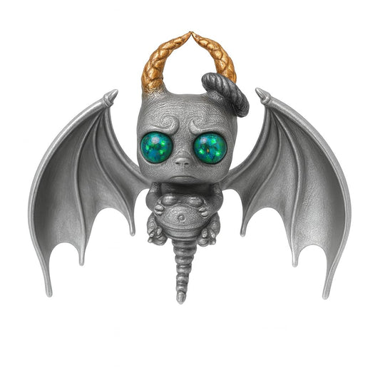 925 Silver Bat Pendant with Opal | Handmade Gothic Necklace | Fantasy Jewelry Gift for Halloween & Dark Art Lovers