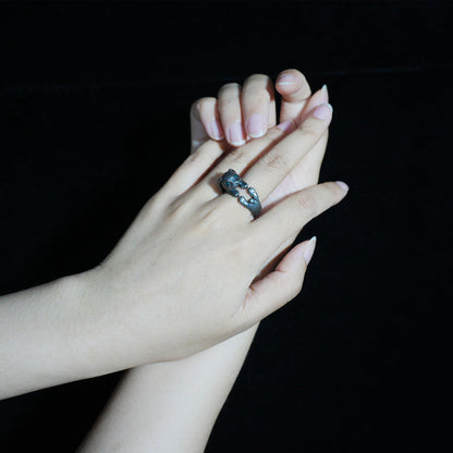 Handcrafted Rabbit Ring with Green Zircon, Spring Awakening Symbol, Unique Silver Jewelry