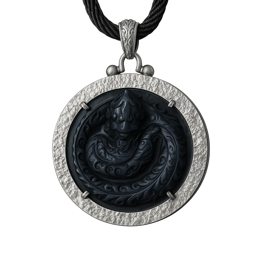 Mystic Black Jade Dragon Amulet Necklace | 925 Sterling Silver Totem Pendant | Taoist Spirit Guardian Talisman | Handmade Gothic Asian Jewelry