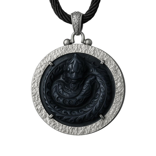 Mystic Black Jade Dragon Amulet Necklace | 925 Sterling Silver Totem Pendant | Taoist Spirit Guardian Talisman | Handmade Gothic Asian Jewelry