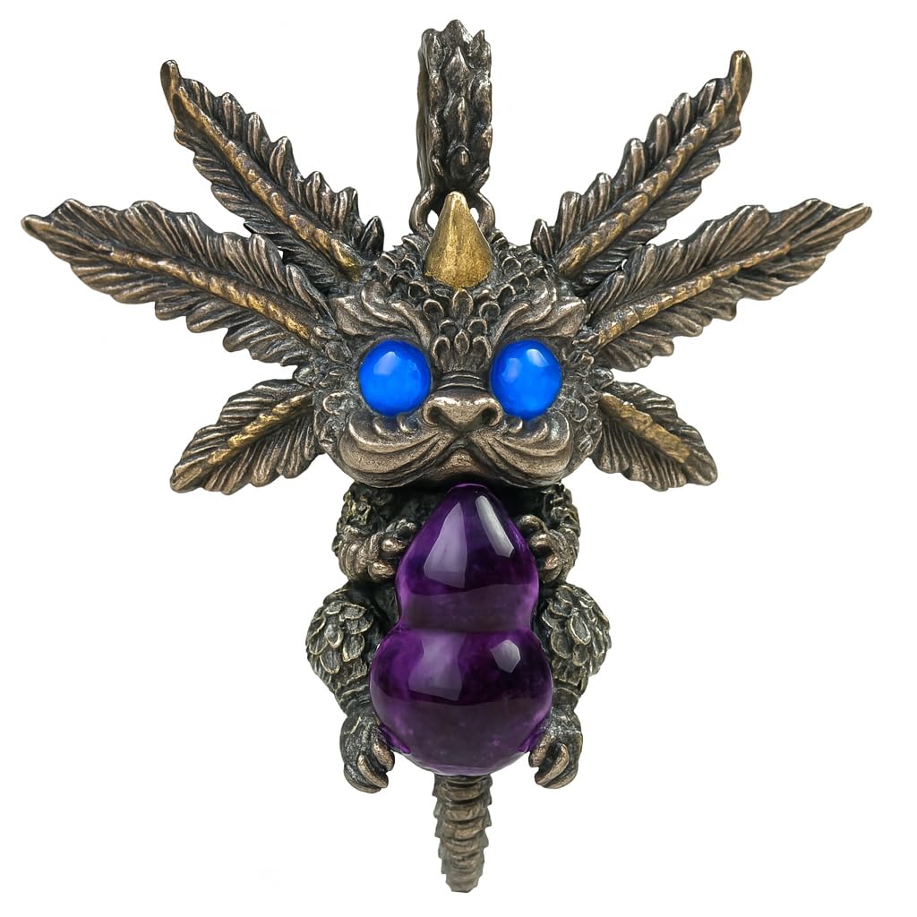 Dream Dragon Pendant | Handmade 925 Silver Amulet with Labradorite & Amethyst | Spirit Guardian Jewelry for Dreamers | Mystic Fantasy Gift