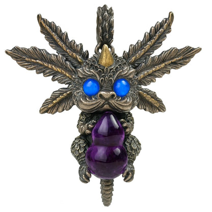 Dream Dragon Pendant | Handmade 925 Silver Amulet with Labradorite & Amethyst | Spirit Guardian Jewelry for Dreamers | Mystic Fantasy Gift