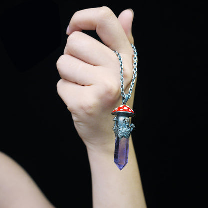 Fairy Tale Mushroom House Necklace Inspired by Childhood Dreams | Handmade Crystal Fairy Pendant Full of Memories & Imagination