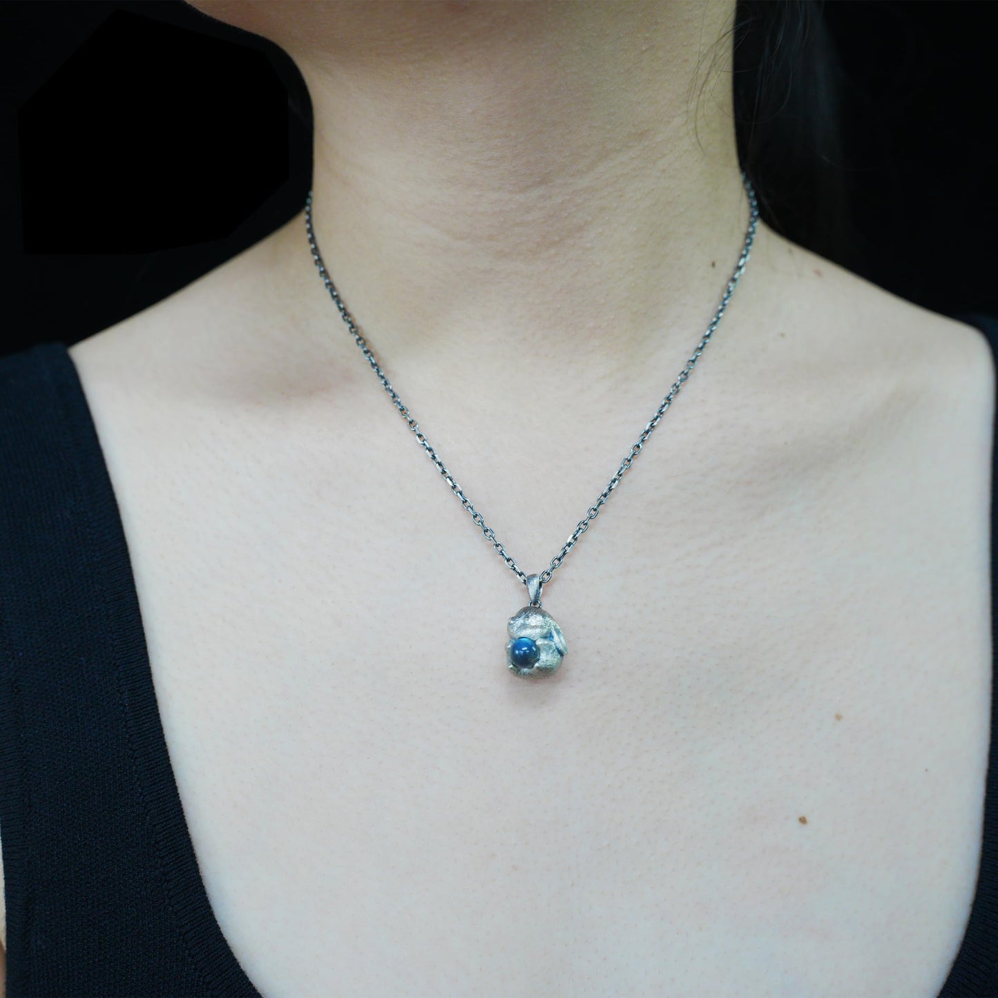 925 Silver Moon Rabbit Necklace with Blue Labradorite | Handmade Bunny Totem Pendant for Peace, Intuition & New Beginnings | Cute Animal Jewelry