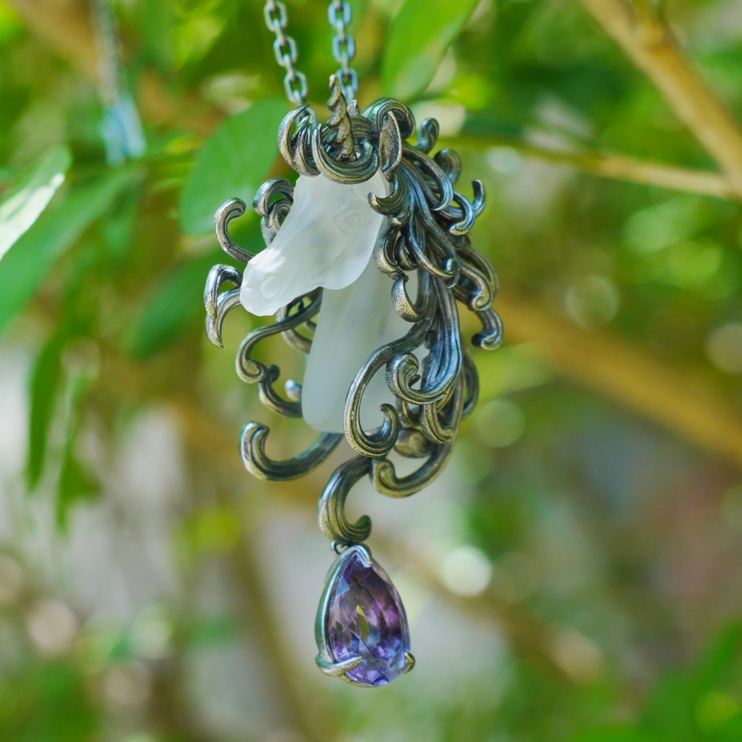 Unicorn Totem Necklace in 925 Sterling Silver | Handmade Fantasy Jewelry Gift for Her