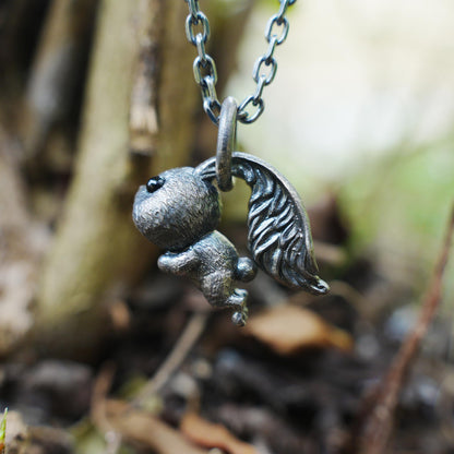 Rabbit Pendant – Leaping Bunny Totem with Onyx Eyes, Handmade Animal Amulet, Symbol of Awakening and New Beginnings