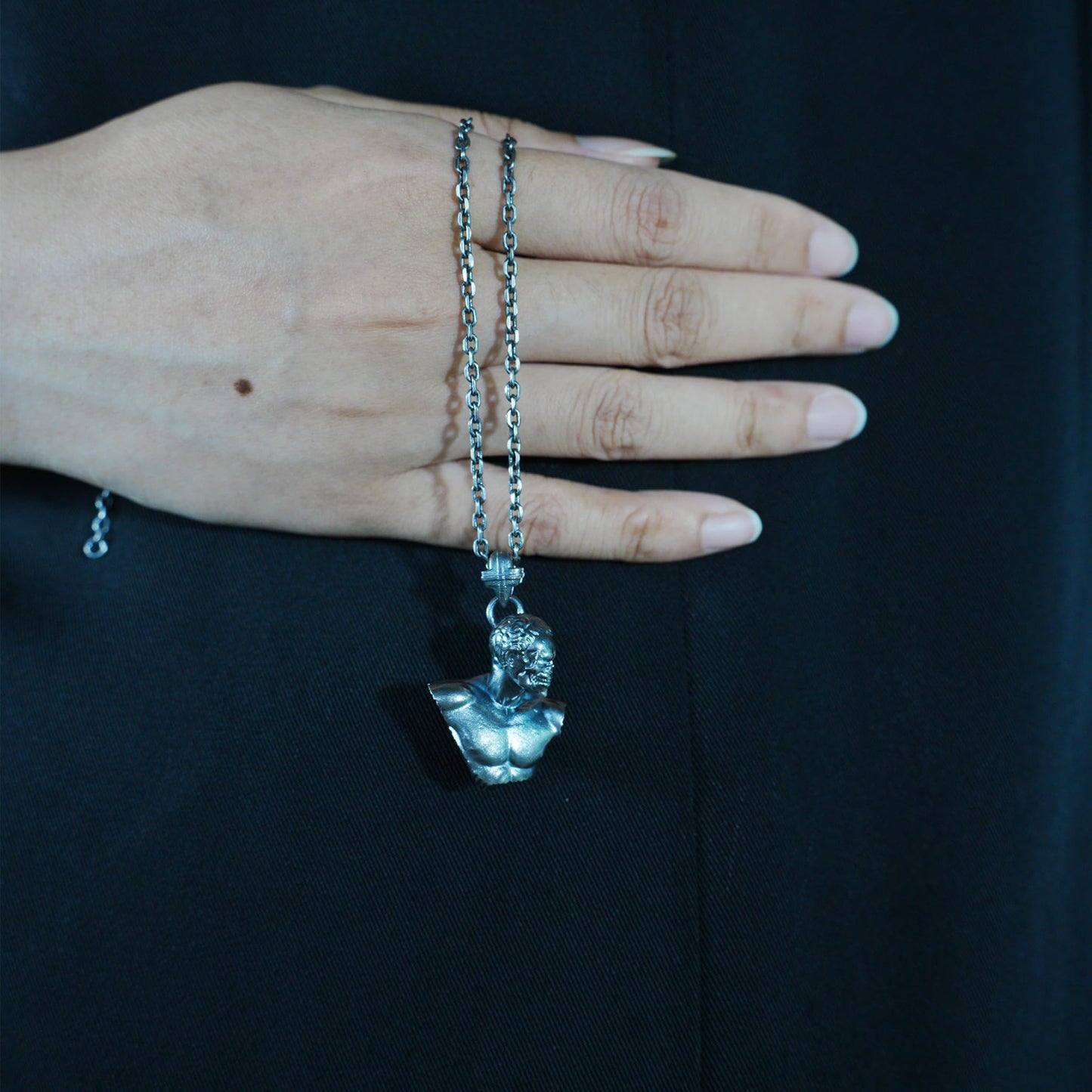 Heroic Courage Pendant, Silver Necklace, Handcrafted Mythological Design, Strength & Resilience Symbol