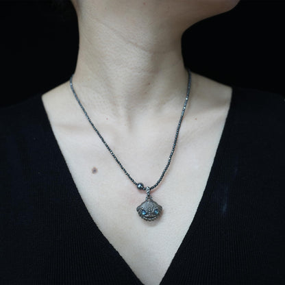 Handcrafted Shell Pendant | 925 Silver with Labradorite & Larimar | Spiritual Ocean Jewelry