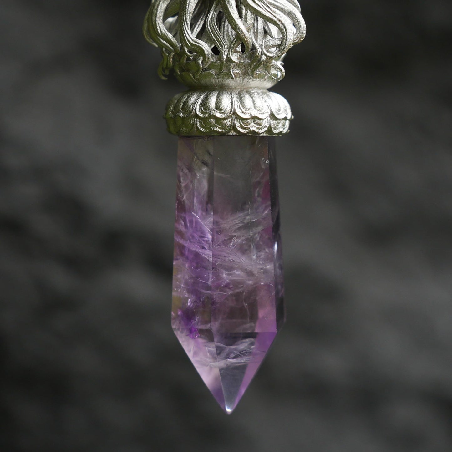 Oriental Amethyst Pendant | 925 Sterling Silver Spiritual Necklace | Handmade Meditation Jewelry | Energy Amulet Gift for Spiritual Souls