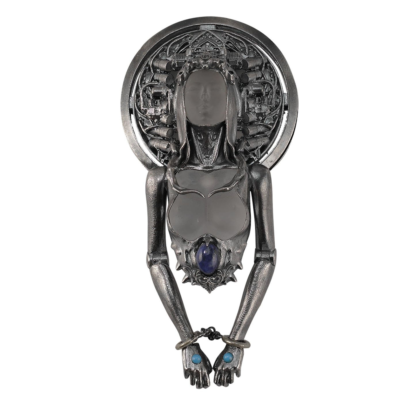 Cyber-Gothic Goddess Pendant | 925 Sterling Silver Necklace with Crystal or Amethyst | Feminist Power & Dark Fantasy Jewelry | Handmade Statement Gift