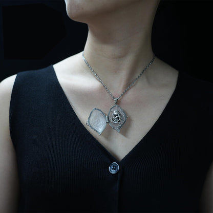 Openable Crystal Peach Pendant | Monkey Spirit Amulet | 925 Silver Jewelry | Handmade Fantasy Talisman | Spiritual Gift for Her