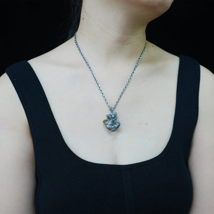 Lucky Dragon Pendant in 925 Silver & Brass | Handcrafted Feng Shui Amulet for Wealth, Protection & Good Fortune | Oriental Charm Jewelry