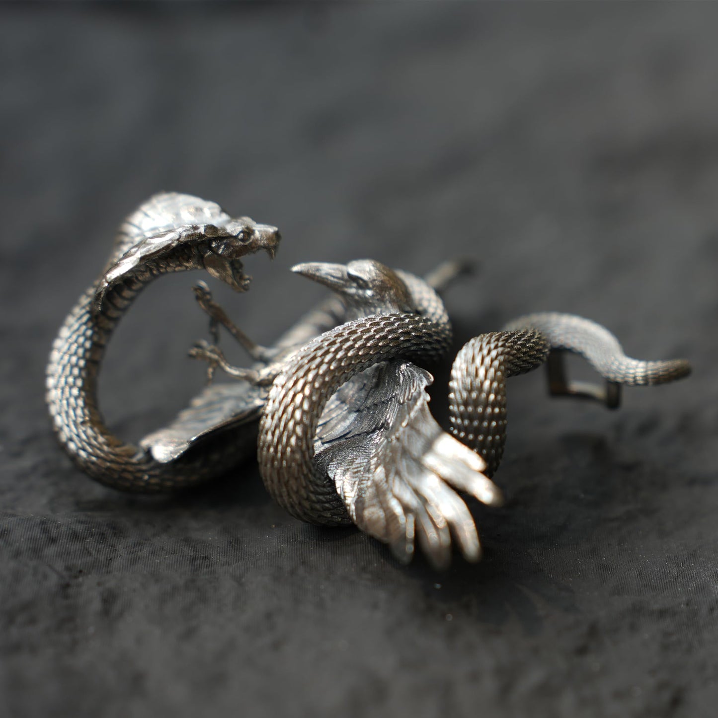 Serpent Griffin Pendant in 925 Sterling Silver | Handcrafted Mythic Beast Totem Necklace for Power & Protection | Gothic Fantasy Amulet Jewelry