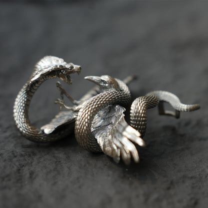 Serpent Griffin Pendant in 925 Sterling Silver | Handcrafted Mythic Beast Totem Necklace for Power & Protection | Gothic Fantasy Amulet Jewelry