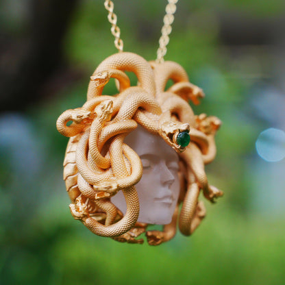 Medusa’s Sleeping Eye, Spiritual Pendant of the Resting Goddess, Third Eye as a Symbol of Insight and Inner Guidance