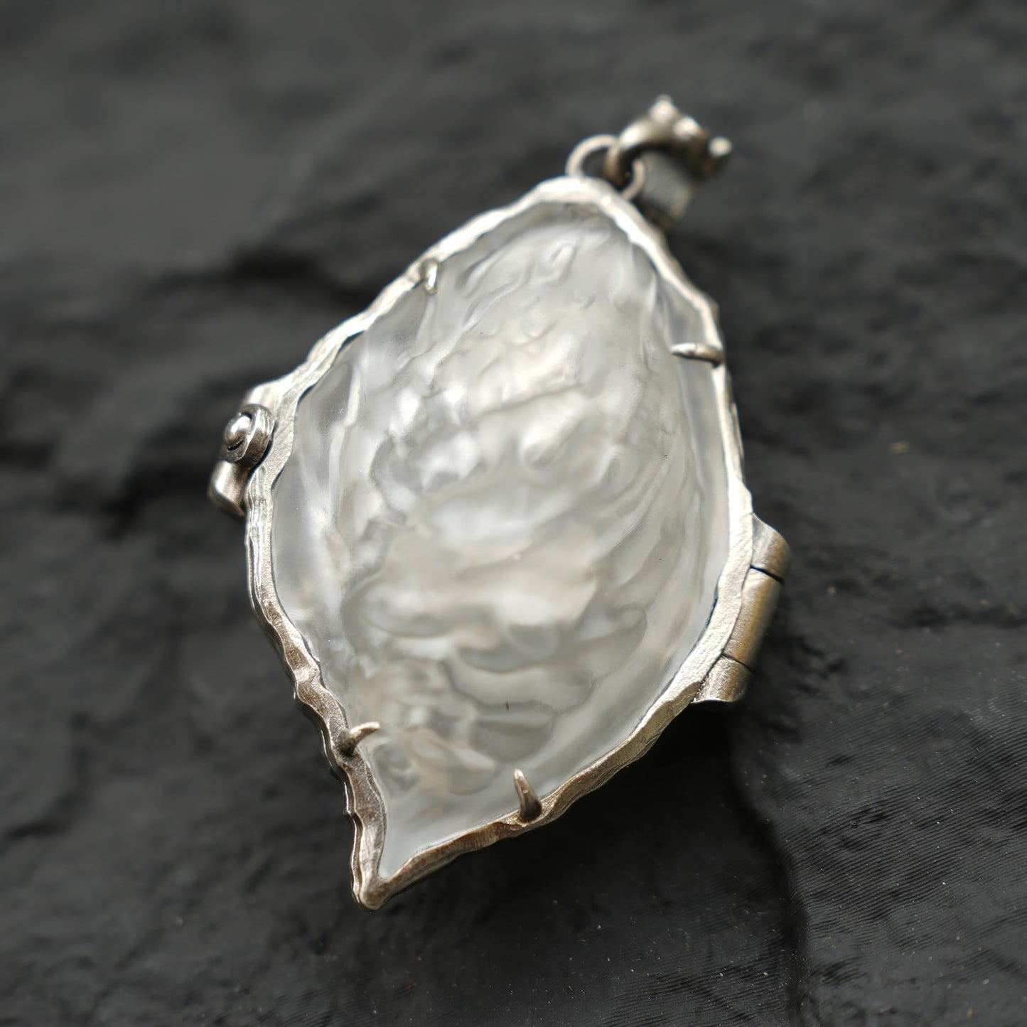 Openable Crystal Peach Pendant | Monkey Spirit Amulet | 925 Silver Jewelry | Handmade Fantasy Talisman | Spiritual Gift for Her