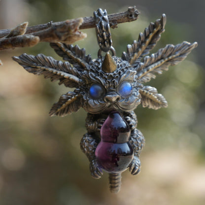 Dream Dragon Pendant | Handmade 925 Silver Amulet with Labradorite & Amethyst | Spirit Guardian Jewelry for Dreamers | Mystic Fantasy Gift