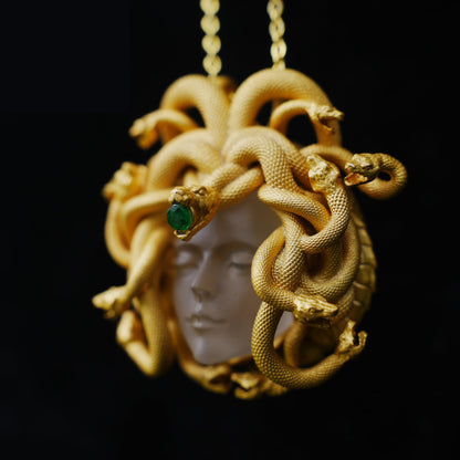 Medusa’s Sleeping Eye, Spiritual Pendant of the Resting Goddess, Third Eye as a Symbol of Insight and Inner Guidance
