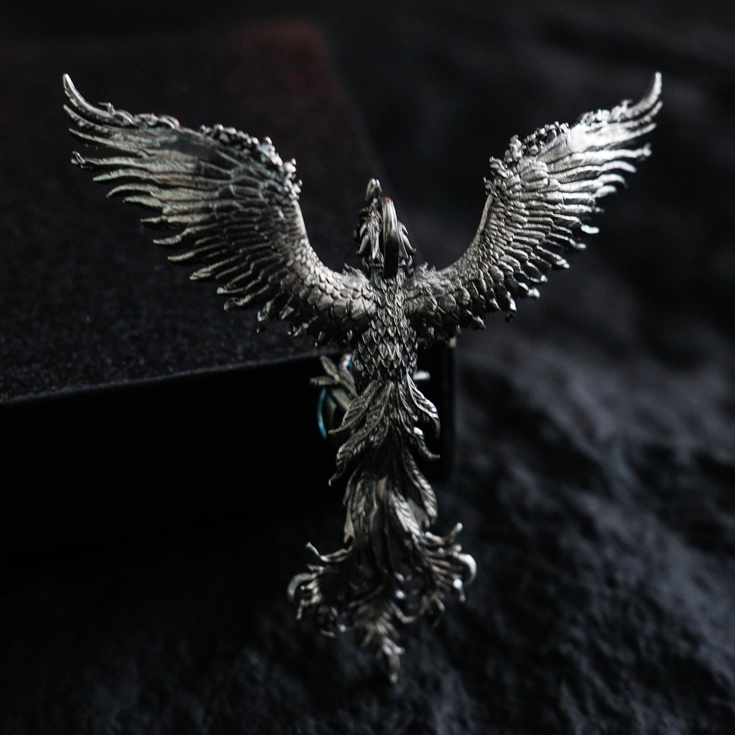 Handmade Phoenix Pendant Brooch | 925 Silver Jewelry with Aquamarine | Symbol of Rebirth & Strength | Gothic Fantasy Gift for Her
