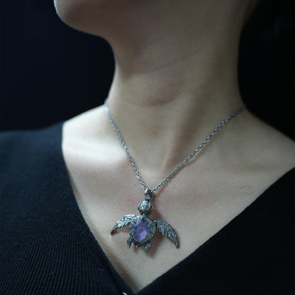 Sea Turtle Pendant | Handmade Ocean Spirit Necklace with Amethyst & Agate | Symbol of Protection, Wisdom & Calm | Gift for Divers & Ocean Lovers