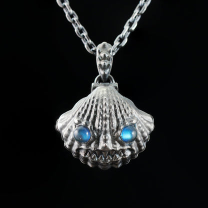 Handcrafted Shell Pendant | 925 Silver with Labradorite & Larimar | Spiritual Ocean Jewelry