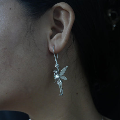 925 Silver Fairy Earrings with Amazonite | Handmade Fantasy Jewelry | Winged Elf Design Gift for Dreamers and Collectors