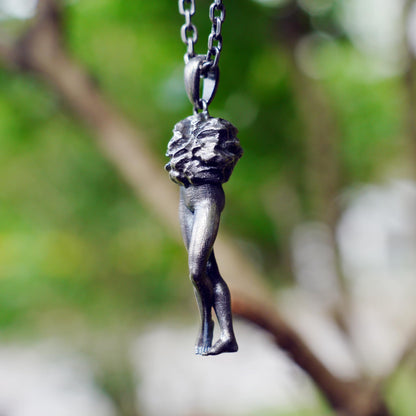 925 Sterling Silver Feminine Form Pendant | Handcrafted Stone Texture Totem Necklace | Symbol of Awakening & Transformation