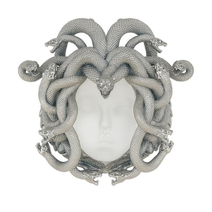 Medusa Pendant in 925 Silver | Handmade White Crystal Necklace | Mythical Statement Jewelry for Gothic & Art Lovers