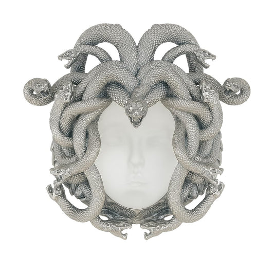 Medusa Pendant in 925 Silver | Handmade White Crystal Necklace | Mythical Statement Jewelry for Gothic & Art Lovers