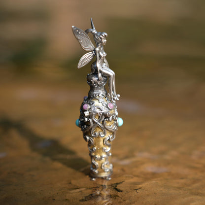 Forest & Fairy Dream Bottle Pendant | 925 Sterling Silver Magic Vial Necklace | Handmade Spiritual Nature Amulet Gift for Women & Fantasy Lovers