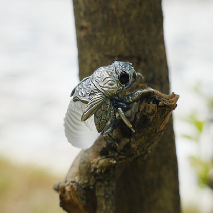 Cicada Necklace | 925 Sterling Silver & Crystal Pendant | Handmade Insect Jewelry Symbolizing Rebirth & Clarity | Nature-Inspired Gift