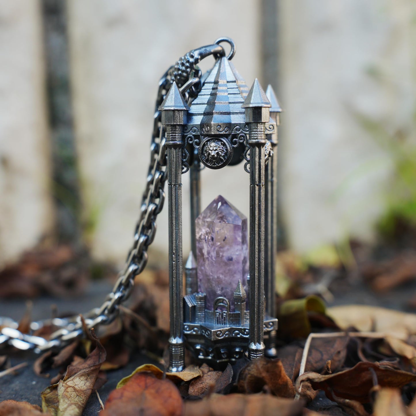 Architectural Amethyst Pendant | 925 Sterling Silver Gothic Necklace | Natural Crystal Jewelry | Symbol of Clarity & Focus | Gift for Her