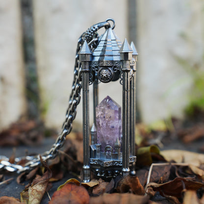 Architectural Amethyst Pendant | 925 Sterling Silver Gothic Necklace | Natural Crystal Jewelry | Symbol of Clarity & Focus | Gift for Her