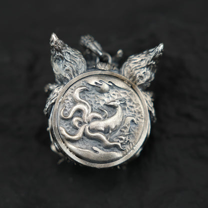 925 Sterling Silver Fox Spirit Pendant with White Crystal | Handmade Mythical Amulet Necklace | Gothic Fantasy Talisman for Her