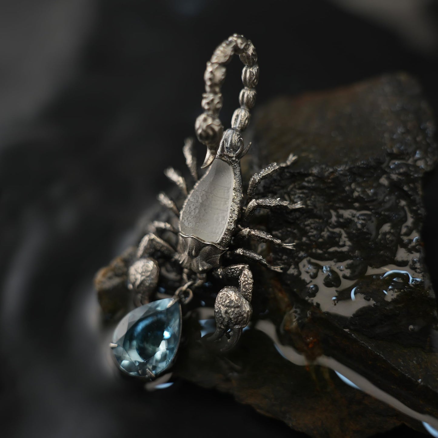 Stellar Scorpion Pendant | 925 Sterling Silver Blue Topaz Necklace | Handmade Zodiac Jewelry | Spiritual Talisman of Strength & Transformation