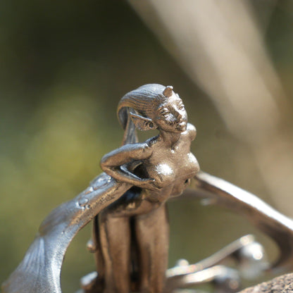 Mystical Winged Enchantress Pendant | 925 Sterling Silver Fantasy Necklace with Ghost Stone | Handcrafted Mythical Jewelry Gift for Collectors