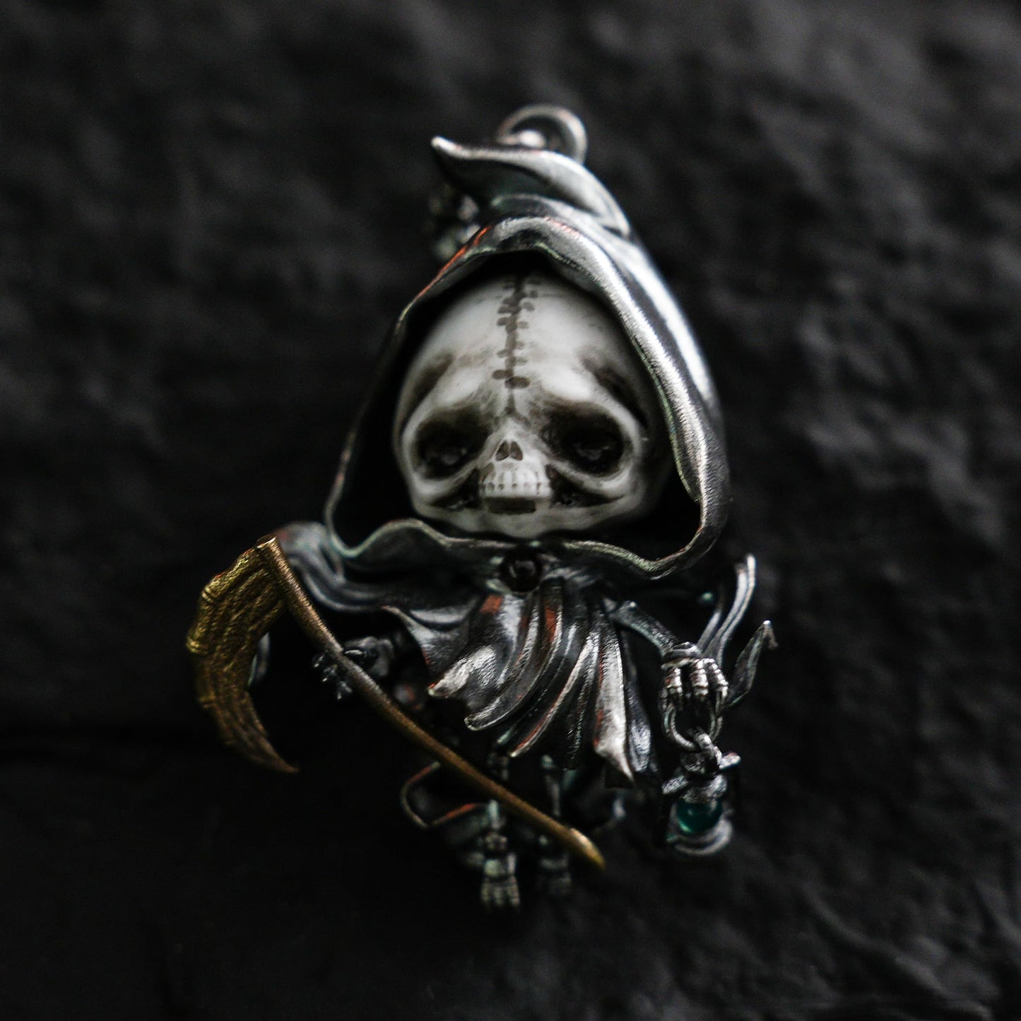Grim Reaper Pendant | Handmade 925 Silver Skeleton Amulet | Gothic Death Charm | Fantasy Art Jewelry for Dark Aesthetics