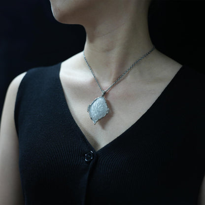 Openable Crystal Peach Pendant | Monkey Spirit Amulet | 925 Silver Jewelry | Handmade Fantasy Talisman | Spiritual Gift for Her