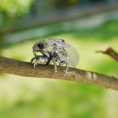 Cicada Necklace | 925 Sterling Silver & Crystal Pendant | Handmade Insect Jewelry Symbolizing Rebirth & Clarity | Nature-Inspired Gift