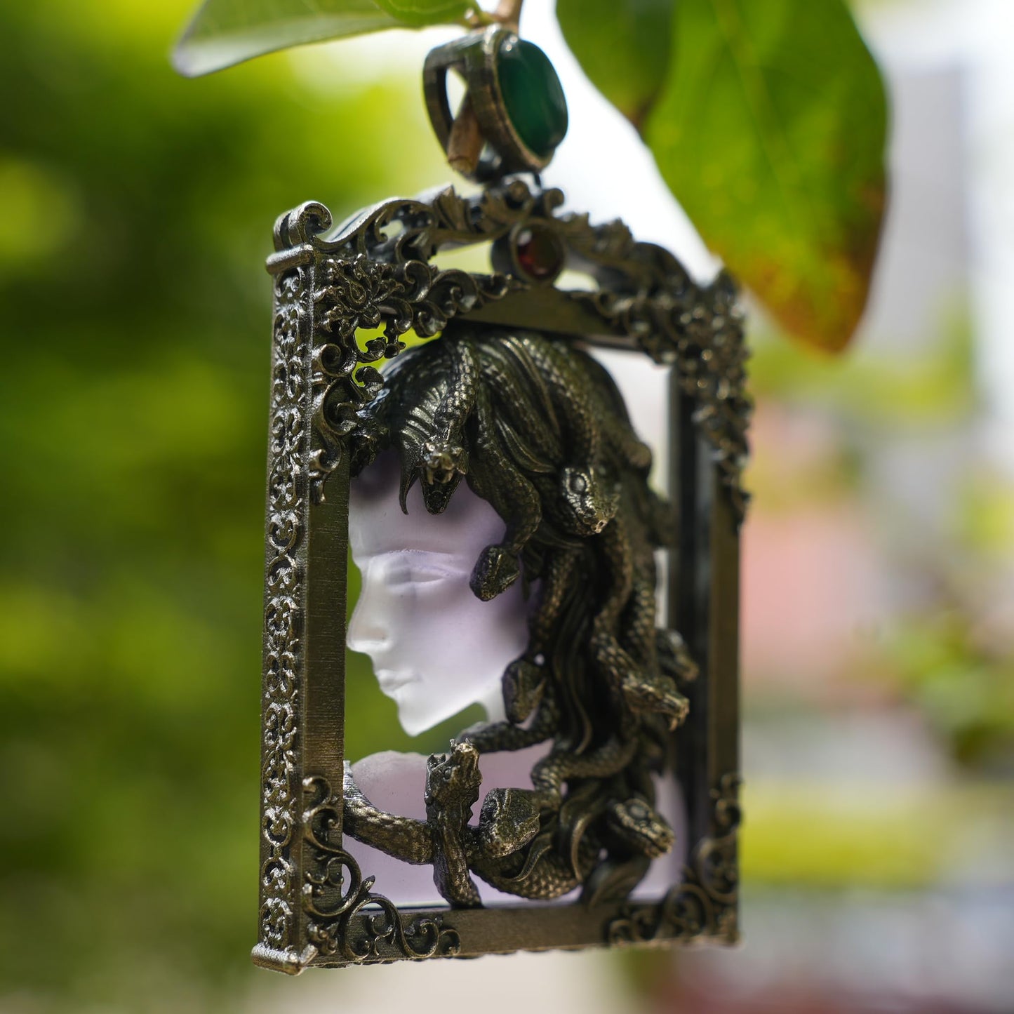 Handcrafted Medusa Pendant Necklace in 925 Silver | Amethyst Mirror & Serpent Hair | Gothic Greek Mythology Jewelry | Feminine Power Gift