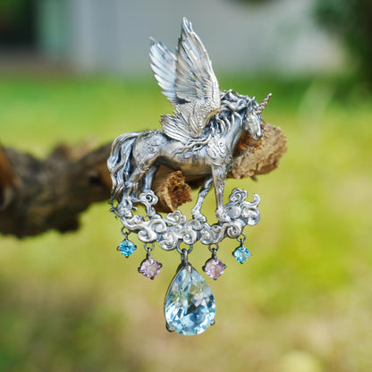 Hand-Carved Pegasus Unicorn Necklace | Symbol of Freedom, Purity & Blessing | Spiritual Gift for Magic Zodiac Believers